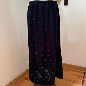 Velvet Embroidered Maxi Skirt
